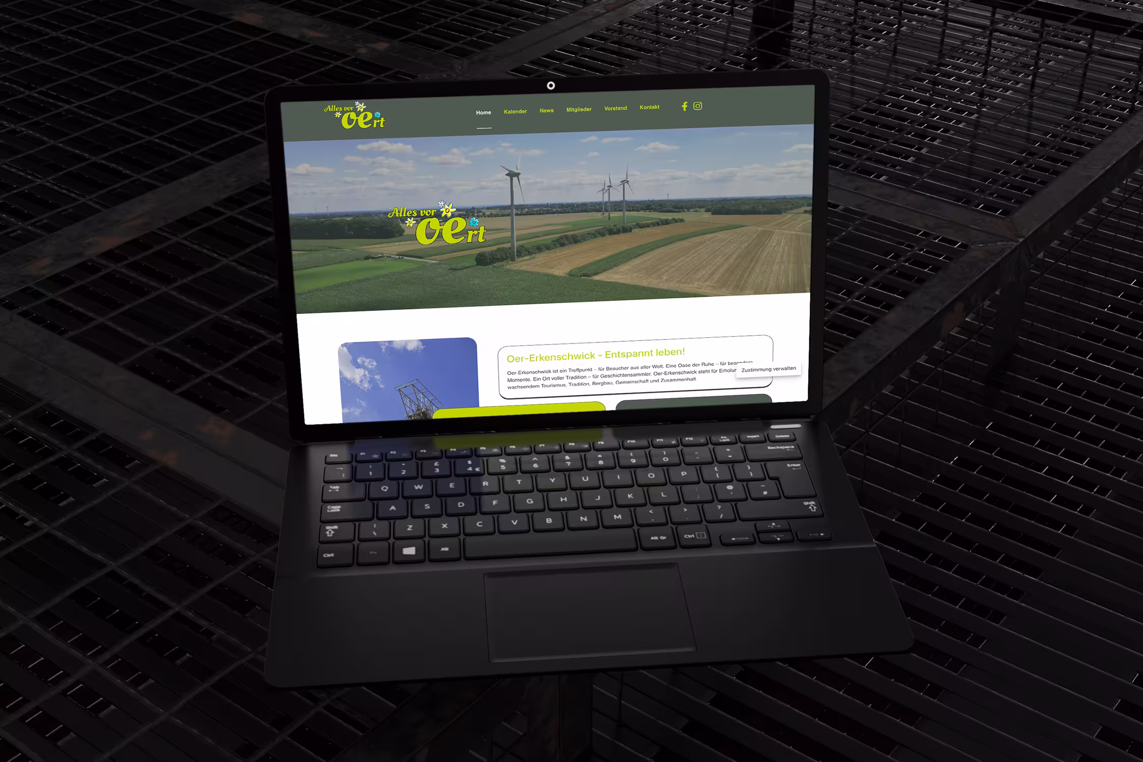 Alles vor Oert e.V., dargestellt in einem Laptop-Mockup